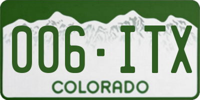 CO license plate 006ITX