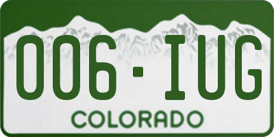 CO license plate 006IUG