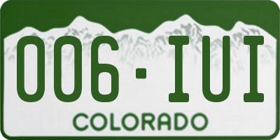 CO license plate 006IUI