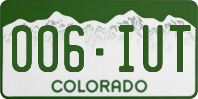 CO license plate 006IUT
