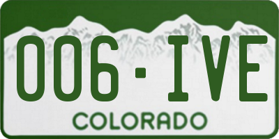 CO license plate 006IVE