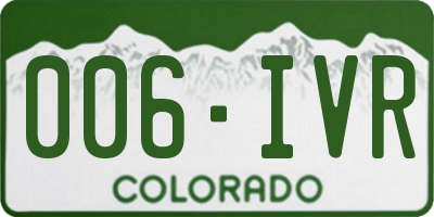 CO license plate 006IVR