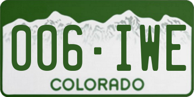 CO license plate 006IWE