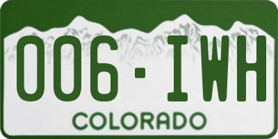 CO license plate 006IWH