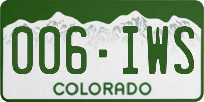 CO license plate 006IWS