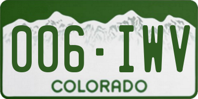 CO license plate 006IWV