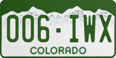 CO license plate 006IWX