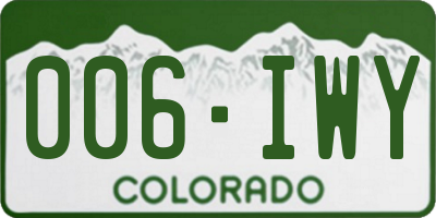 CO license plate 006IWY
