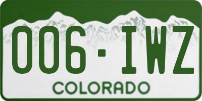 CO license plate 006IWZ