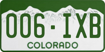 CO license plate 006IXB