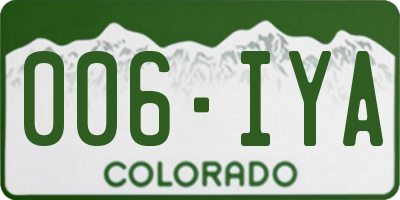 CO license plate 006IYA
