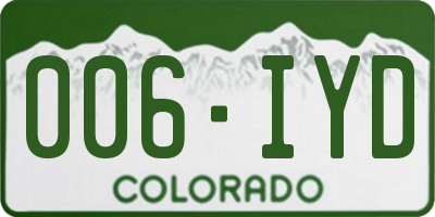 CO license plate 006IYD