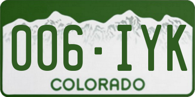 CO license plate 006IYK