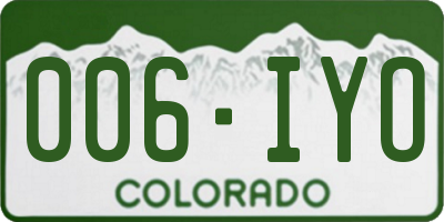 CO license plate 006IYO