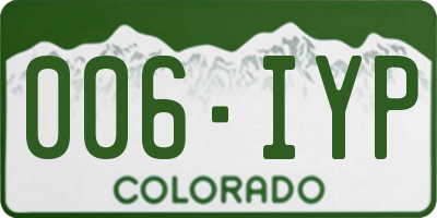 CO license plate 006IYP