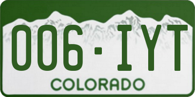 CO license plate 006IYT