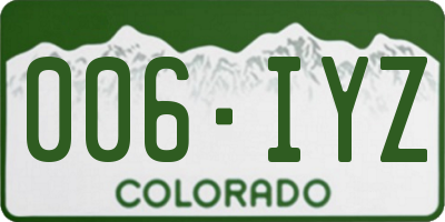 CO license plate 006IYZ