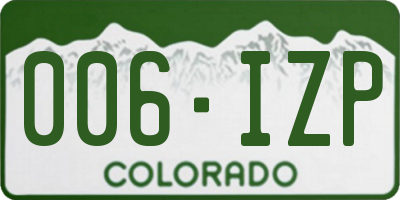 CO license plate 006IZP