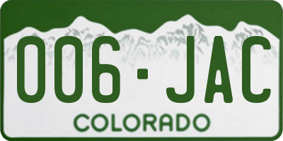 CO license plate 006JAC