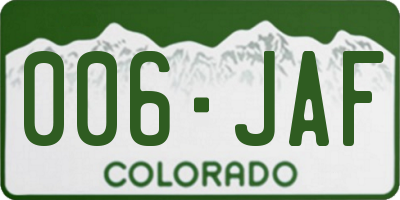 CO license plate 006JAF