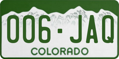 CO license plate 006JAQ