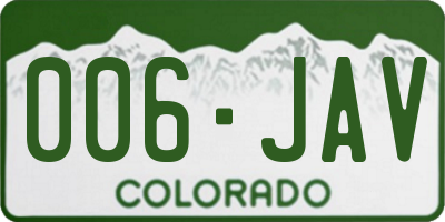 CO license plate 006JAV