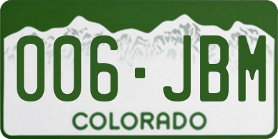 CO license plate 006JBM