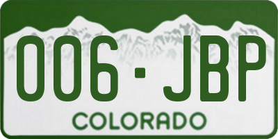 CO license plate 006JBP