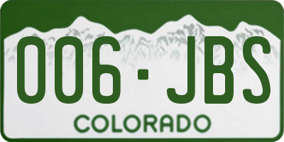 CO license plate 006JBS