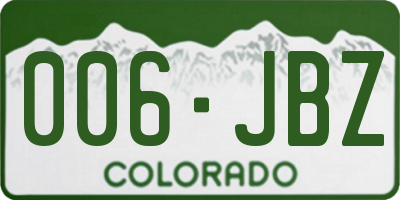 CO license plate 006JBZ
