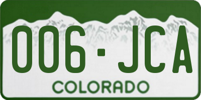CO license plate 006JCA