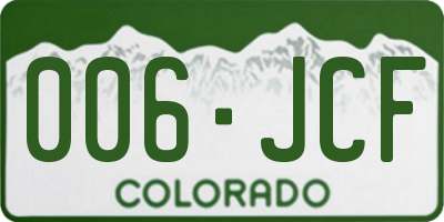 CO license plate 006JCF