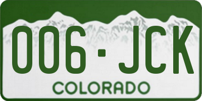 CO license plate 006JCK
