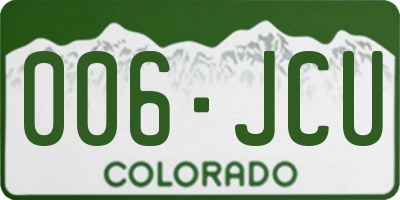 CO license plate 006JCU