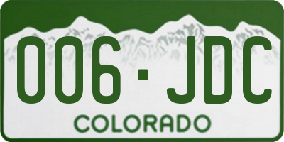 CO license plate 006JDC