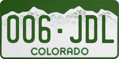 CO license plate 006JDL