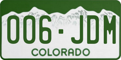 CO license plate 006JDM