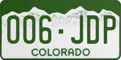 CO license plate 006JDP