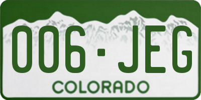 CO license plate 006JEG