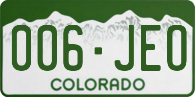 CO license plate 006JEO