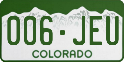 CO license plate 006JEU