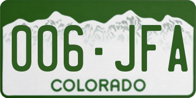 CO license plate 006JFA