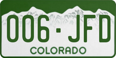 CO license plate 006JFD