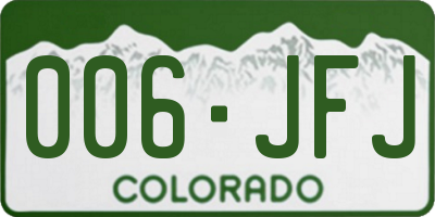 CO license plate 006JFJ