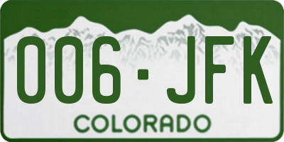 CO license plate 006JFK