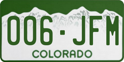 CO license plate 006JFM