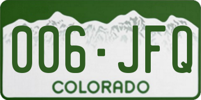 CO license plate 006JFQ