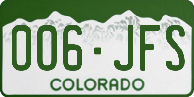 CO license plate 006JFS
