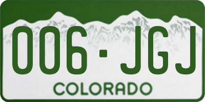 CO license plate 006JGJ