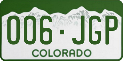 CO license plate 006JGP